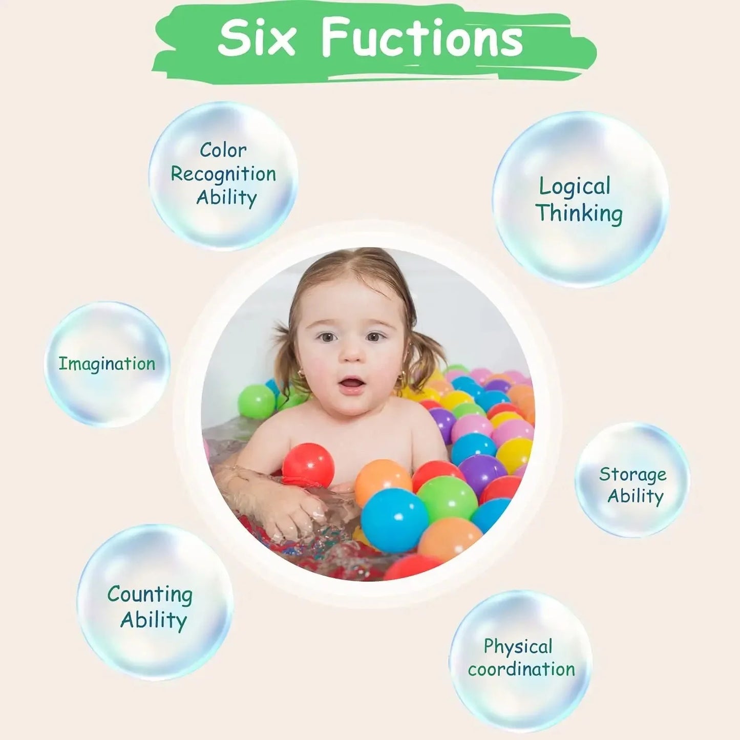 48PCS Colorful Air Wave Balls Pool Water Children Fun Toys Free Squeezing Outdoor Sports Balls Environmental Air Balloons