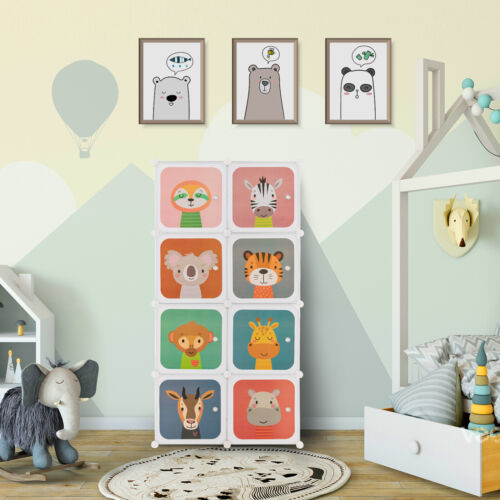 8-Cube Kids Wardrobe Baby Dresser Bedroom Armoire Clothes Hanging Closet